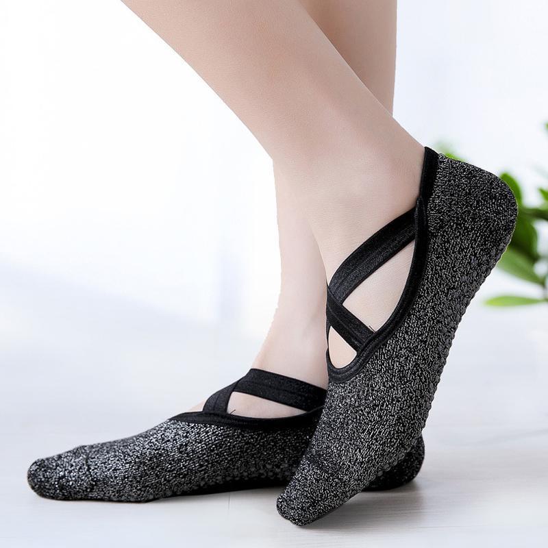 Yoga Socks Non Slip Pilates Ballet Grip Socks for Women Gym Fitness - Purple