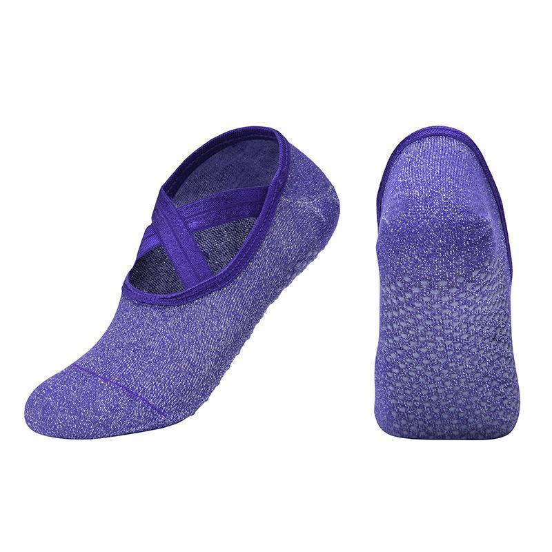Yoga Socks Non Slip Pilates Ballet Grip Socks for Women Gym Fitness - Purple