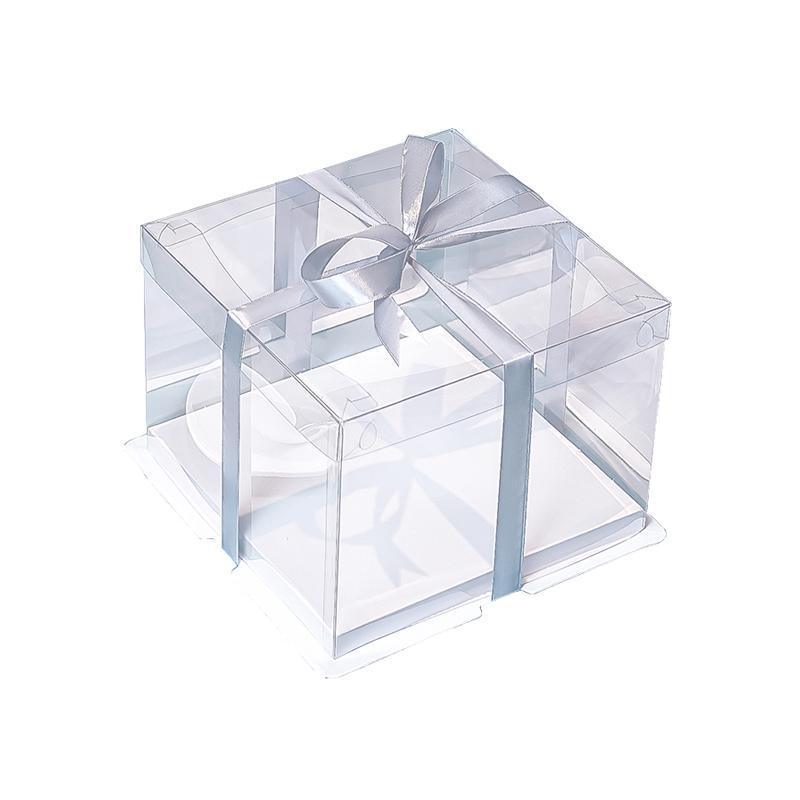 20 PCS Clear Treat Box Box Portable Cake Display Transparent Birthday Cake - 4 INCH(without ribbon)-Double