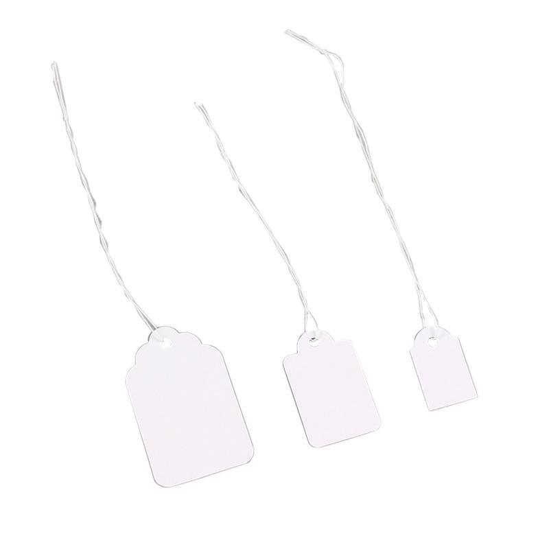 500PCS White Strung Tags Labels Retail Luggage Jewelry price tags with string - 1.5*2.5cm