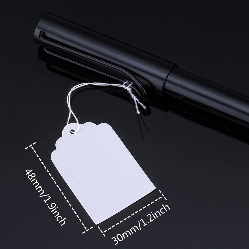 500PCS White Strung Tags Labels Retail Luggage Jewelry price tags with string - 1.5*2.5cm