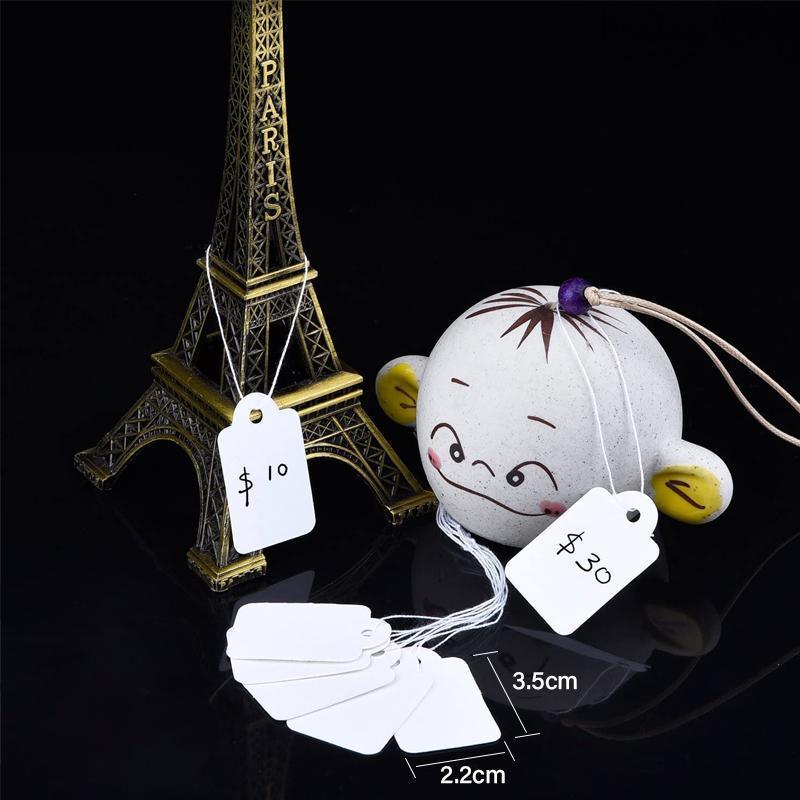 500PCS White Strung Tags Labels Retail Luggage Jewelry price tags with string - 1.5*2.5cm