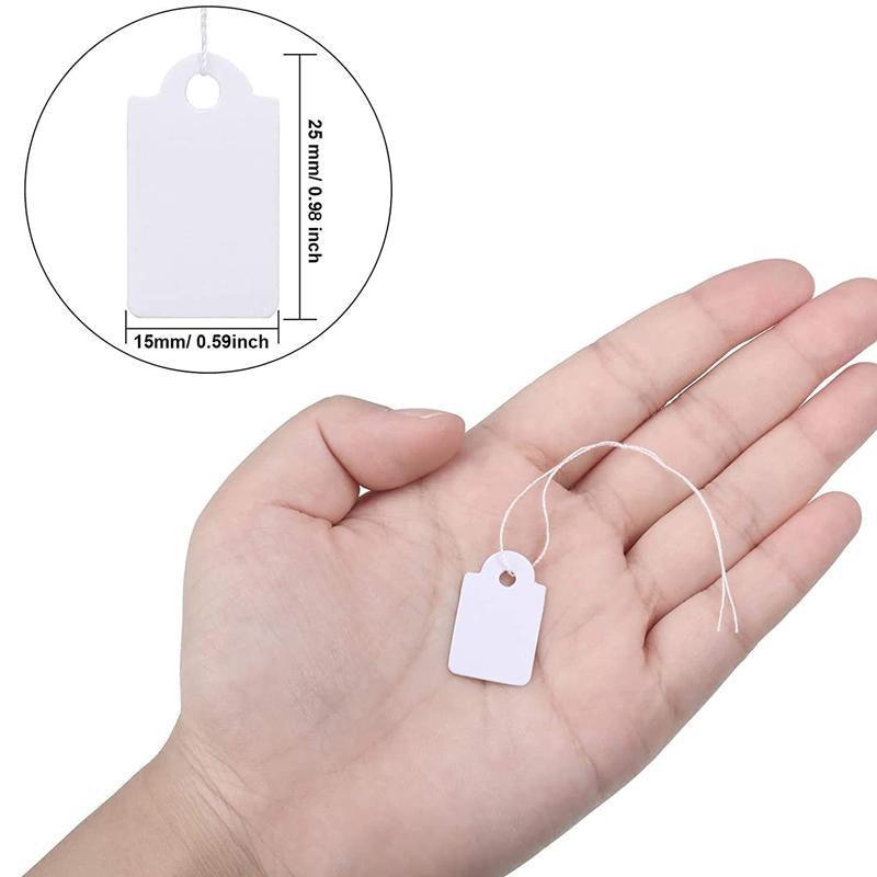 500PCS White Strung Tags Labels Retail Luggage Jewelry price tags with string - 1.5*2.5cm