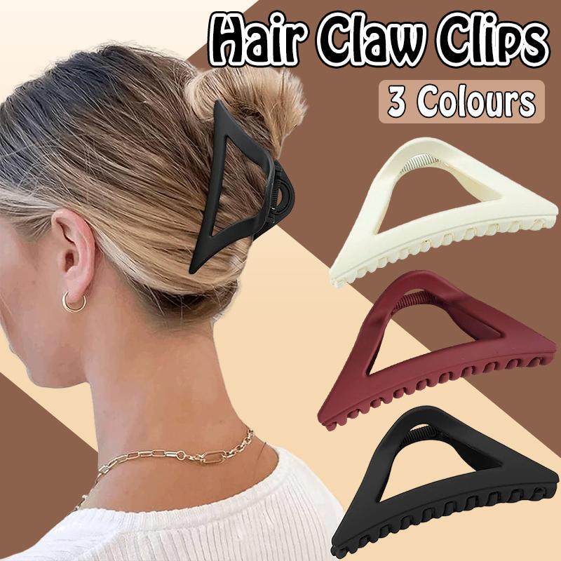 Women's Simple Hair Claws Clip Large Geometric Barrette Ponytail Clamp Hairpin - Wine Red