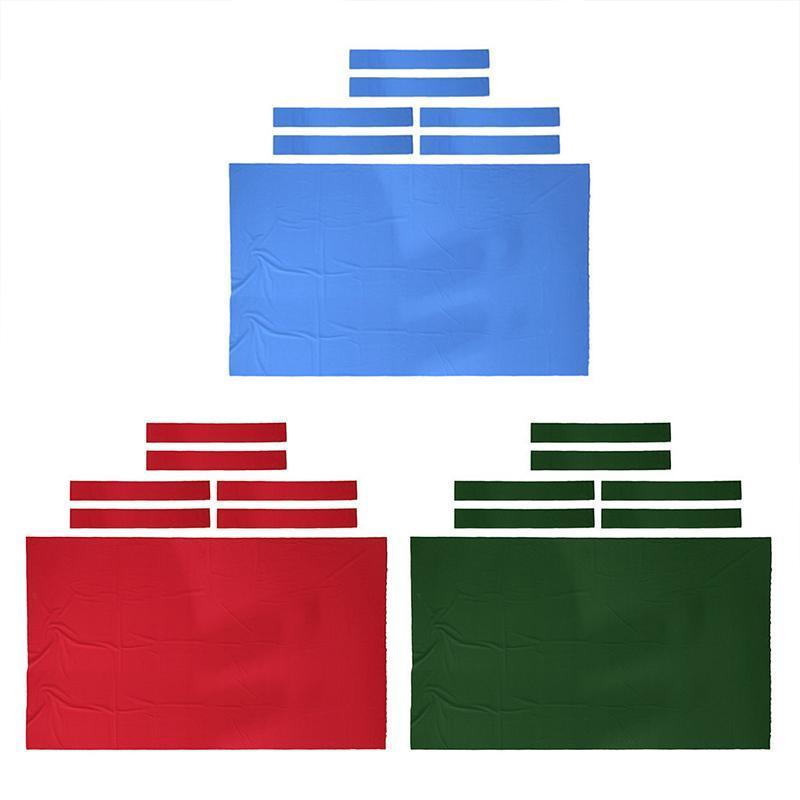 7Pcs Worsted Billiard Snooker Pool Table Cover Cloth W/ Felt Strip Heavy Duty 7FT - Green