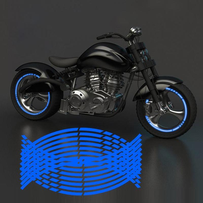 18inch Reflective Rim Tape Wheel Stripe Decal Trim Sticker For Car Motorcycle - Reflective Blue