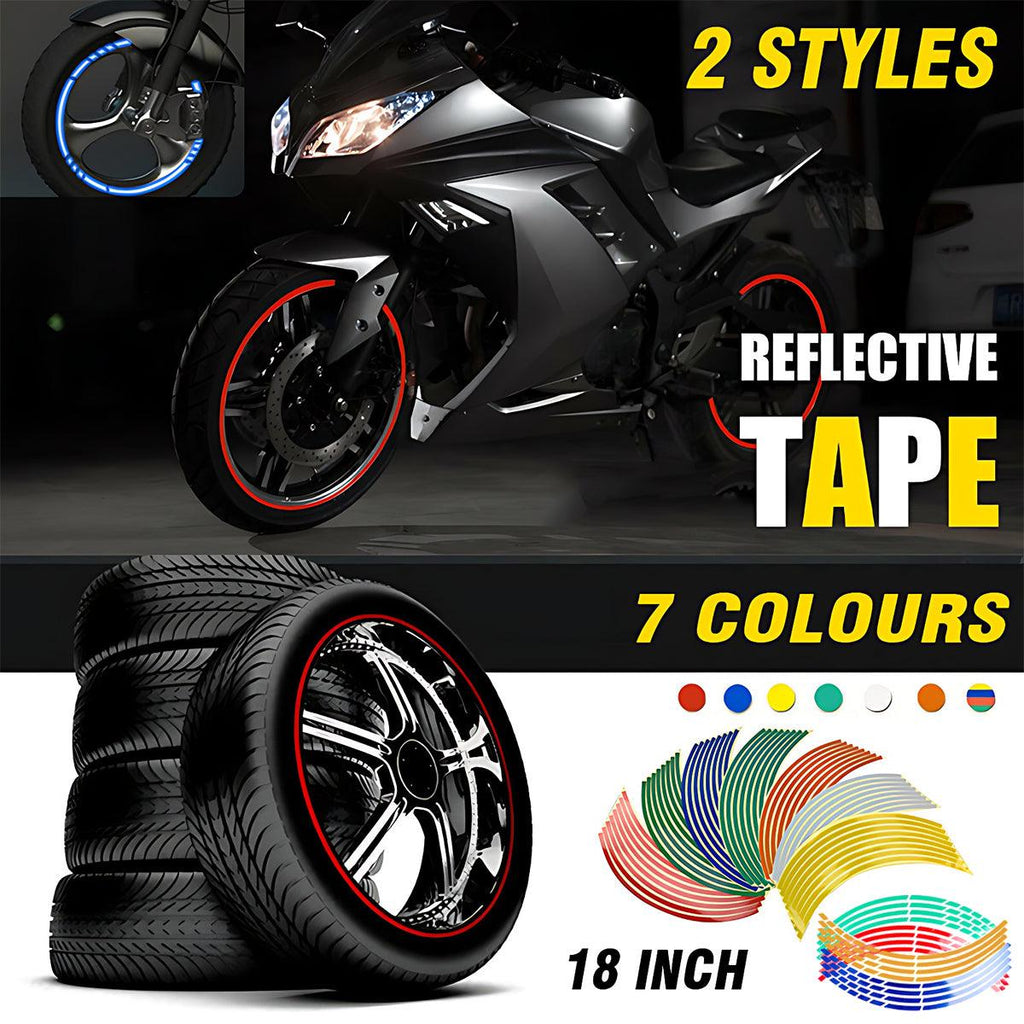 18inch Reflective Rim Tape Wheel Stripe Decal Trim Sticker For Car Motorcycle - Reflective Orange