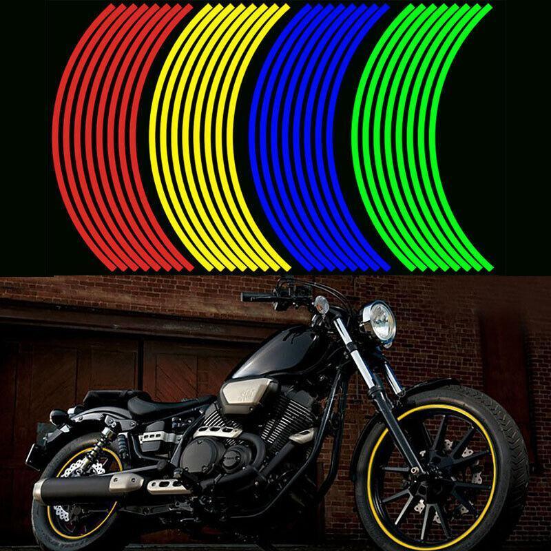 18inch Reflective Rim Tape Wheel Stripe Decal Trim Sticker For Car Motorcycle - Reflective Green
