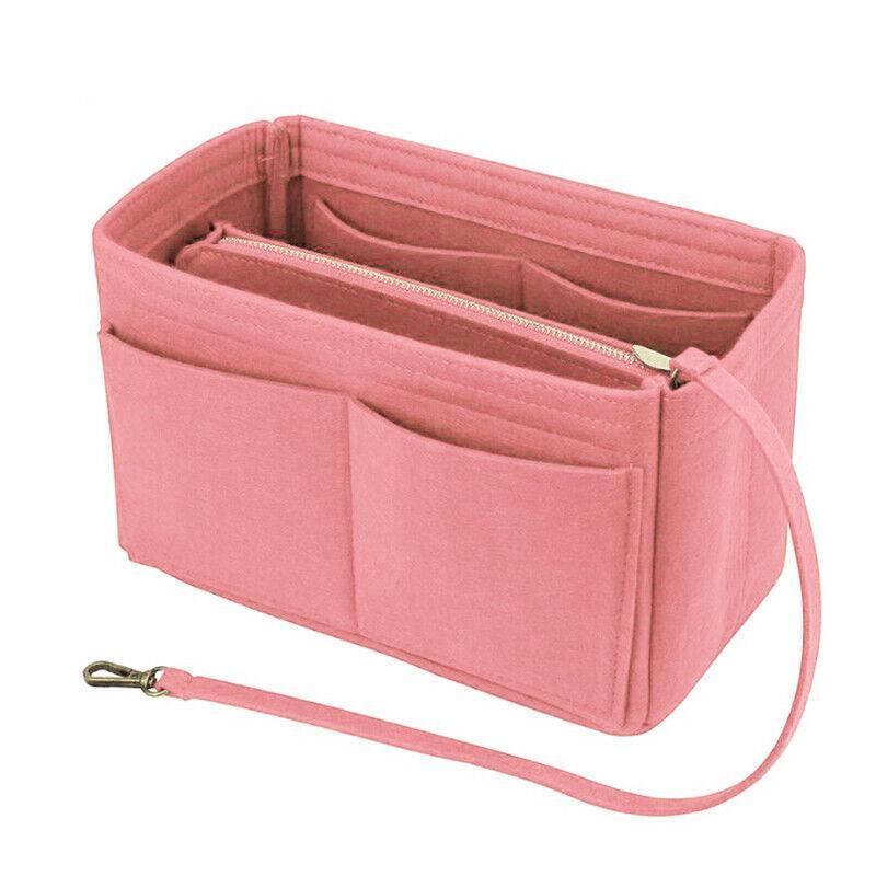 Felt Handbag Organizer Insert with Multiple Pockets for Tote and Purse - Beige M Size