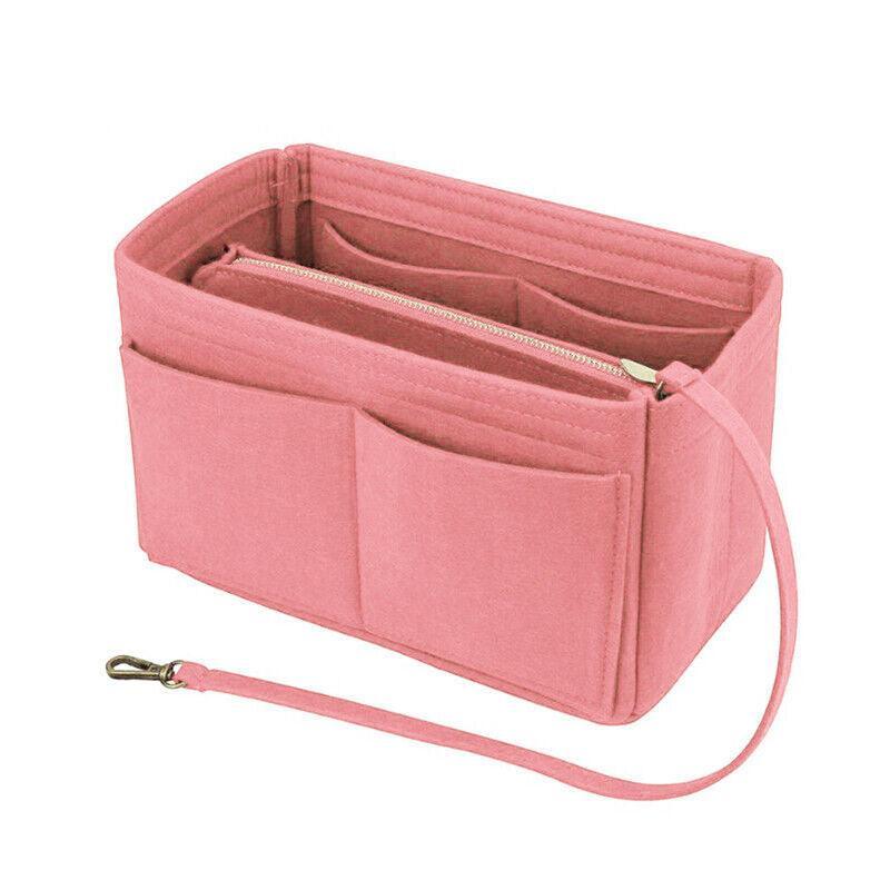 Felt Handbag Organizer Insert with Multiple Pockets for Tote and Purse - Beige L Size