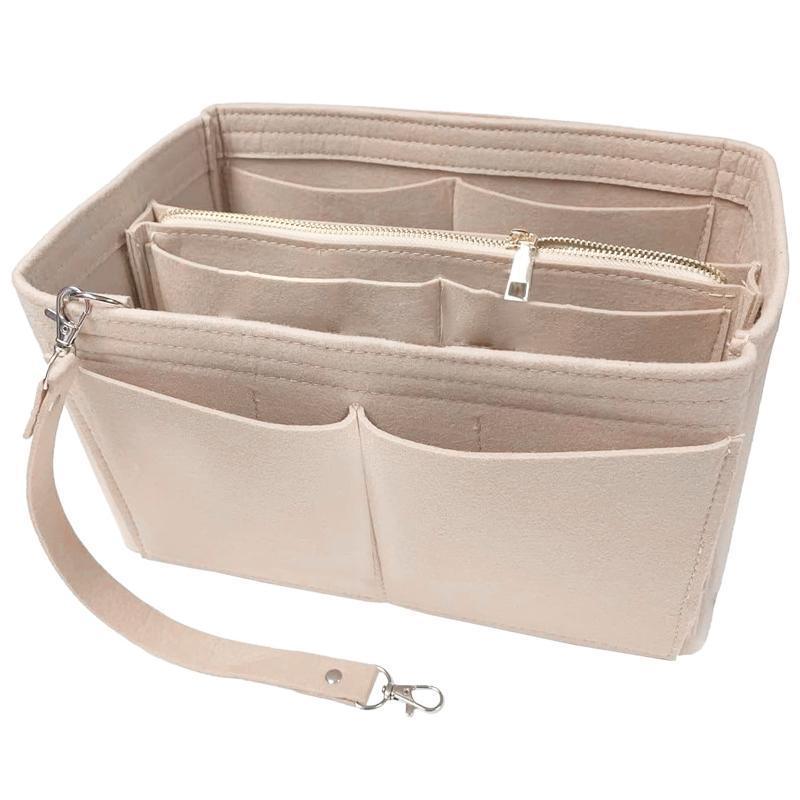 Felt Handbag Organizer Insert with Multiple Pockets for Tote and Purse - Coffee XL Size