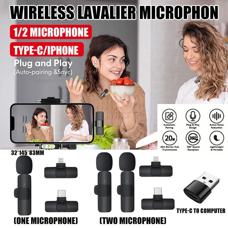 Wireless Lavalier Microphone Mini Mic For Android iPhone iPad Vlog Live Stream - Type-C For Android (One Microphone)