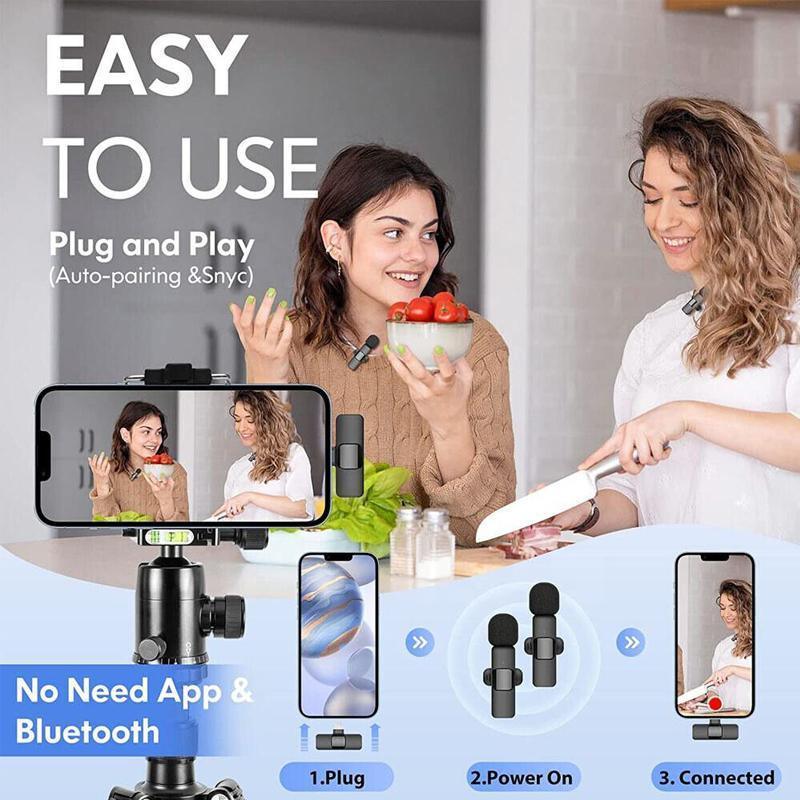 Wireless Lavalier Microphone Mini Mic For Android iPhone iPad Vlog Live Stream - Type-C For Android (One Microphone)