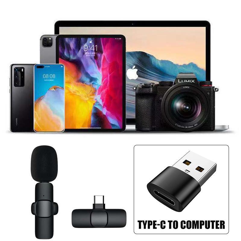 Wireless Lavalier Microphone Mini Mic For Android iPhone iPad Vlog Live Stream - Type-C to computer (Without Microphone)