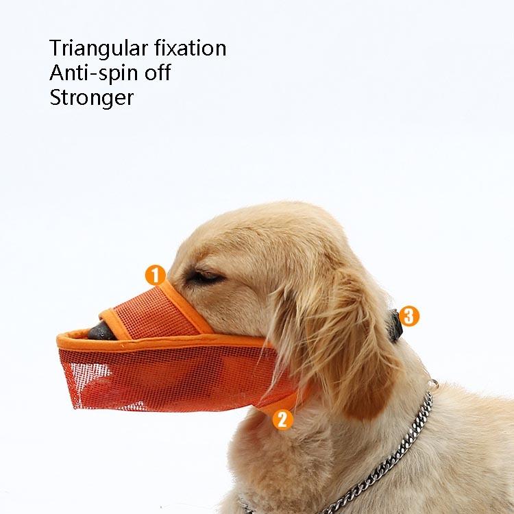 Dog Mouth Cover Anti-Bite Mesh Dog Mouth Cover Medium And Large Dogs Anti-Drop Mask Xs - Orange