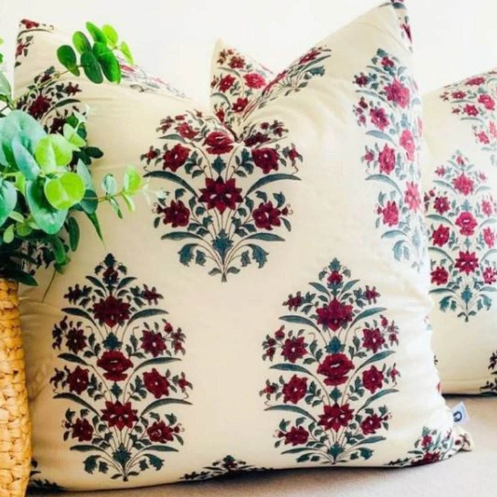 1x Kolka Cotton Gulbahar Quilted Euro Sham Superior Quality High Durable - Ruby