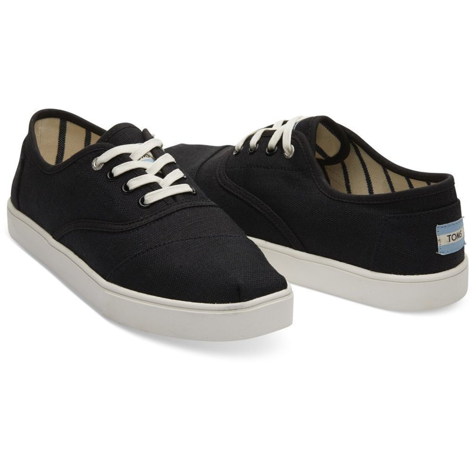 TOMS Heritage Mens Canvas Casual Shoes Sneakers Lace Up Low Cut - Black - US 9