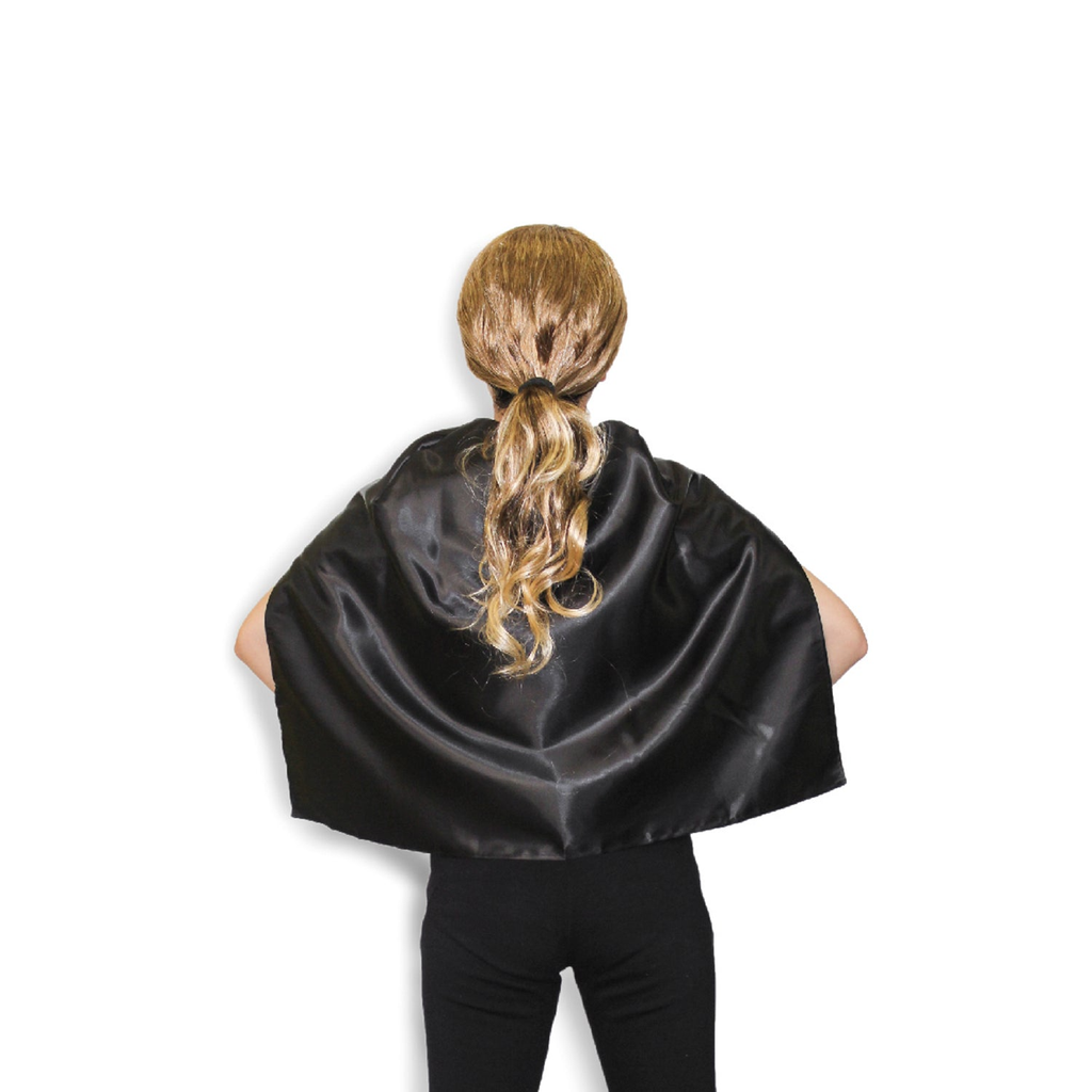 SHORT CAPE Kids Childrens Party Costume Vampire Coat School Team Colours - Black