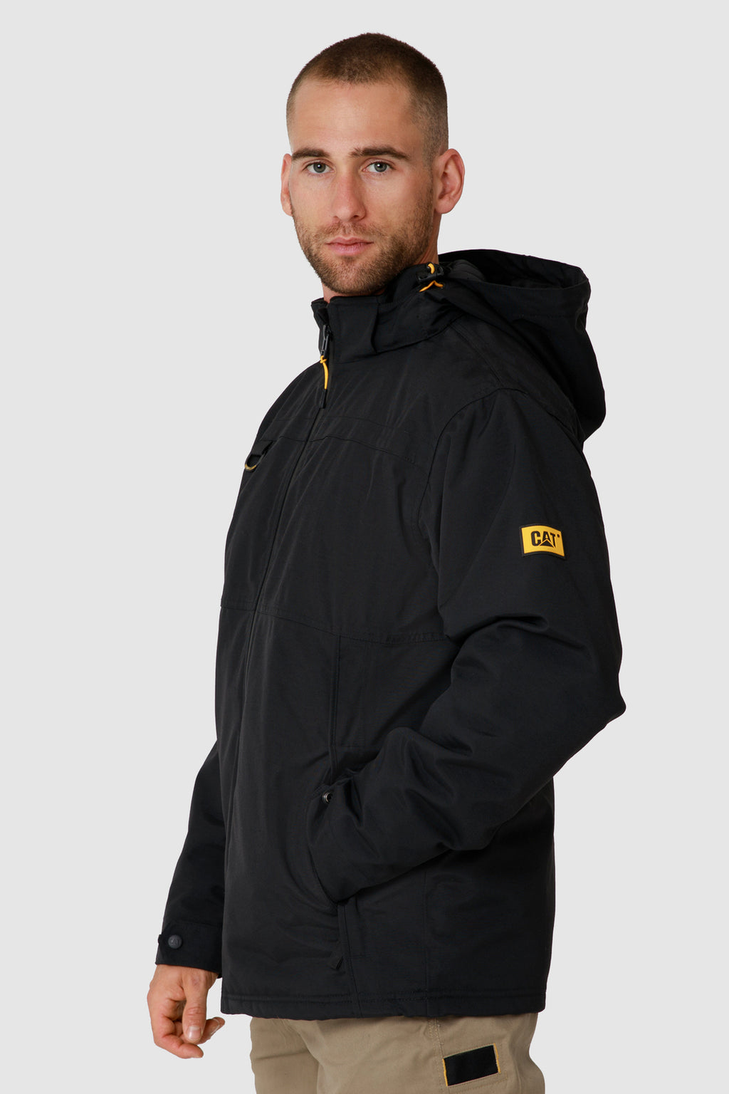 Caterpillar Mens Waterproof Zip Jacket w Hood Chinook CAT Winter Ski in Black - 3XL