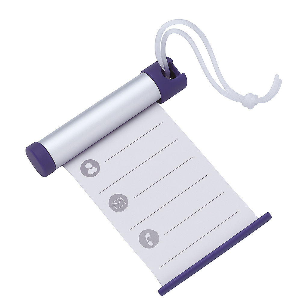 Funky Luggage Cylinder Tag Rollout Label for Address Details - Silver/Blue