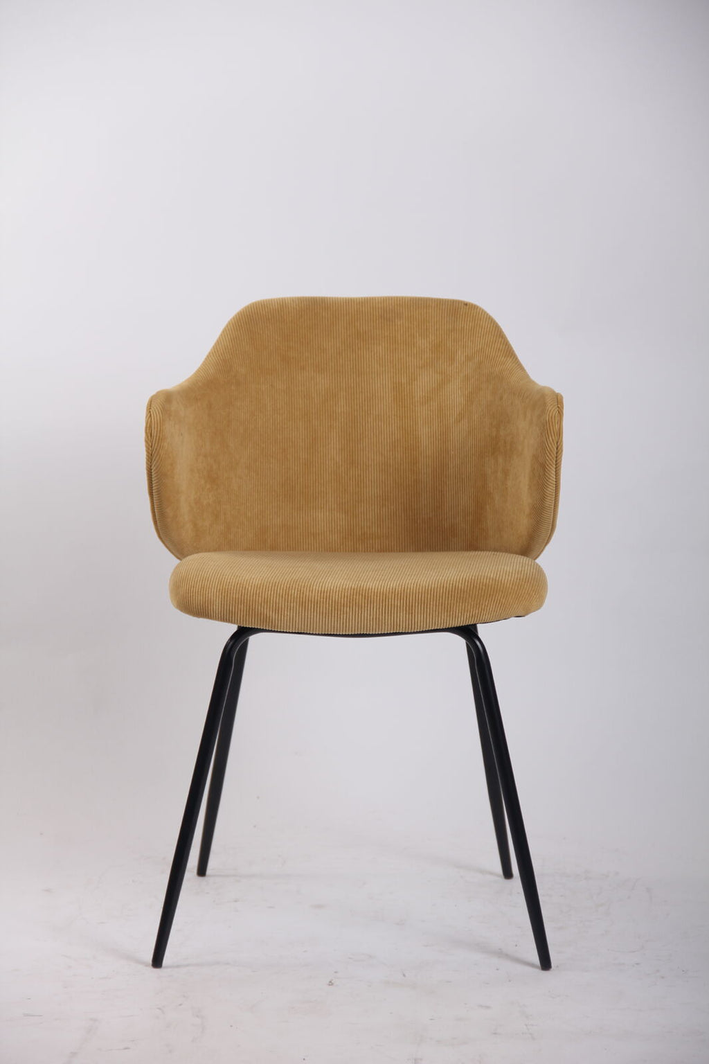 Set of 4 Dining Chairs Corduroy Cord Fabric with Metal Legs in Mustard Yellow
