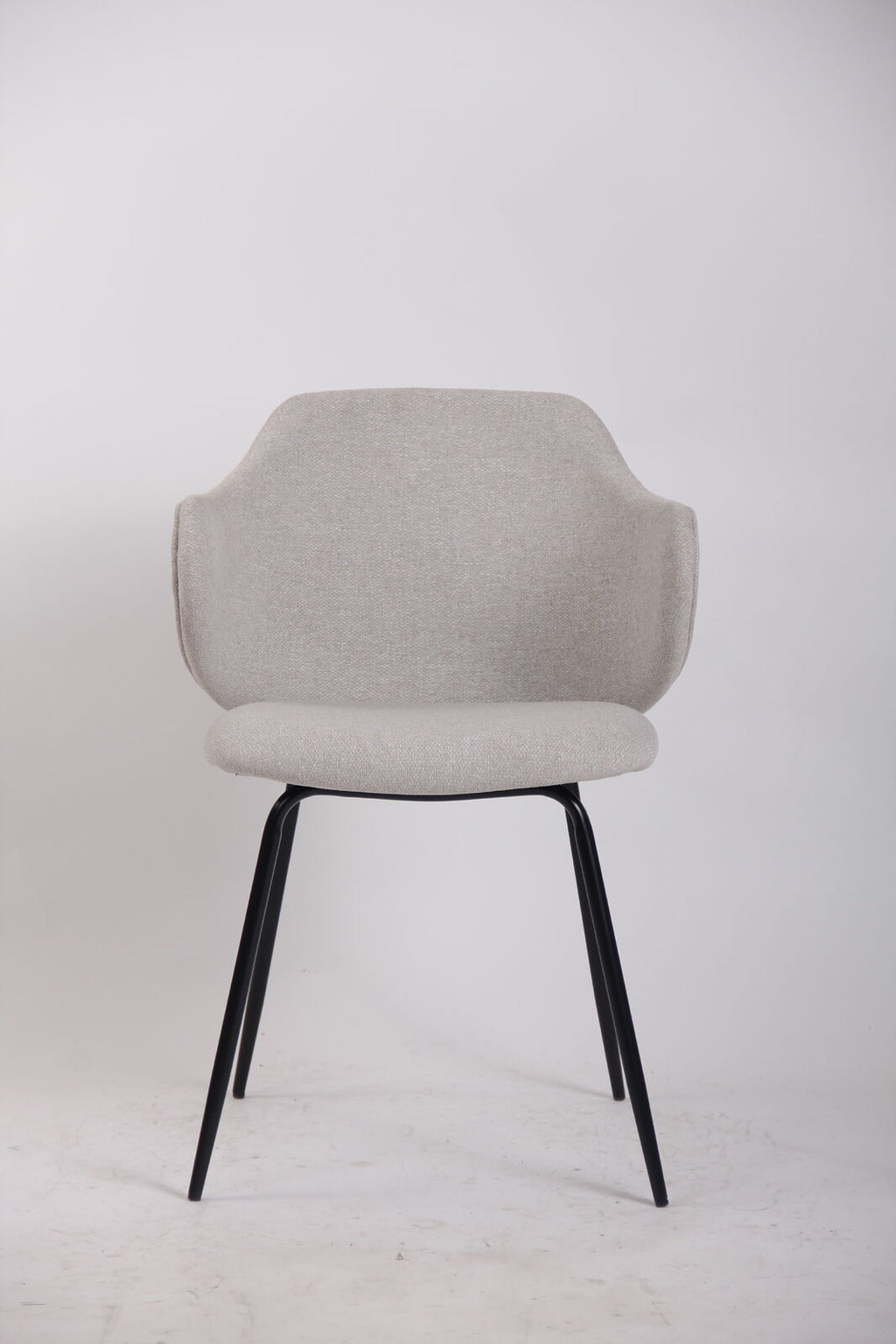 Set of 6 Dining Chairs Fabric with Metal Legs in Ivory Beige