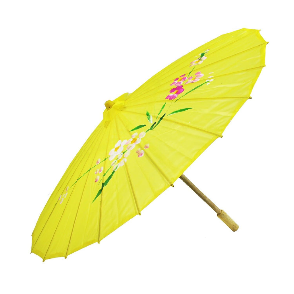 6x PARASOL UMBRELLA Chinese Japanese Bamboo Flower Pattern 80cm Large BULK - Assorted Colour Pack