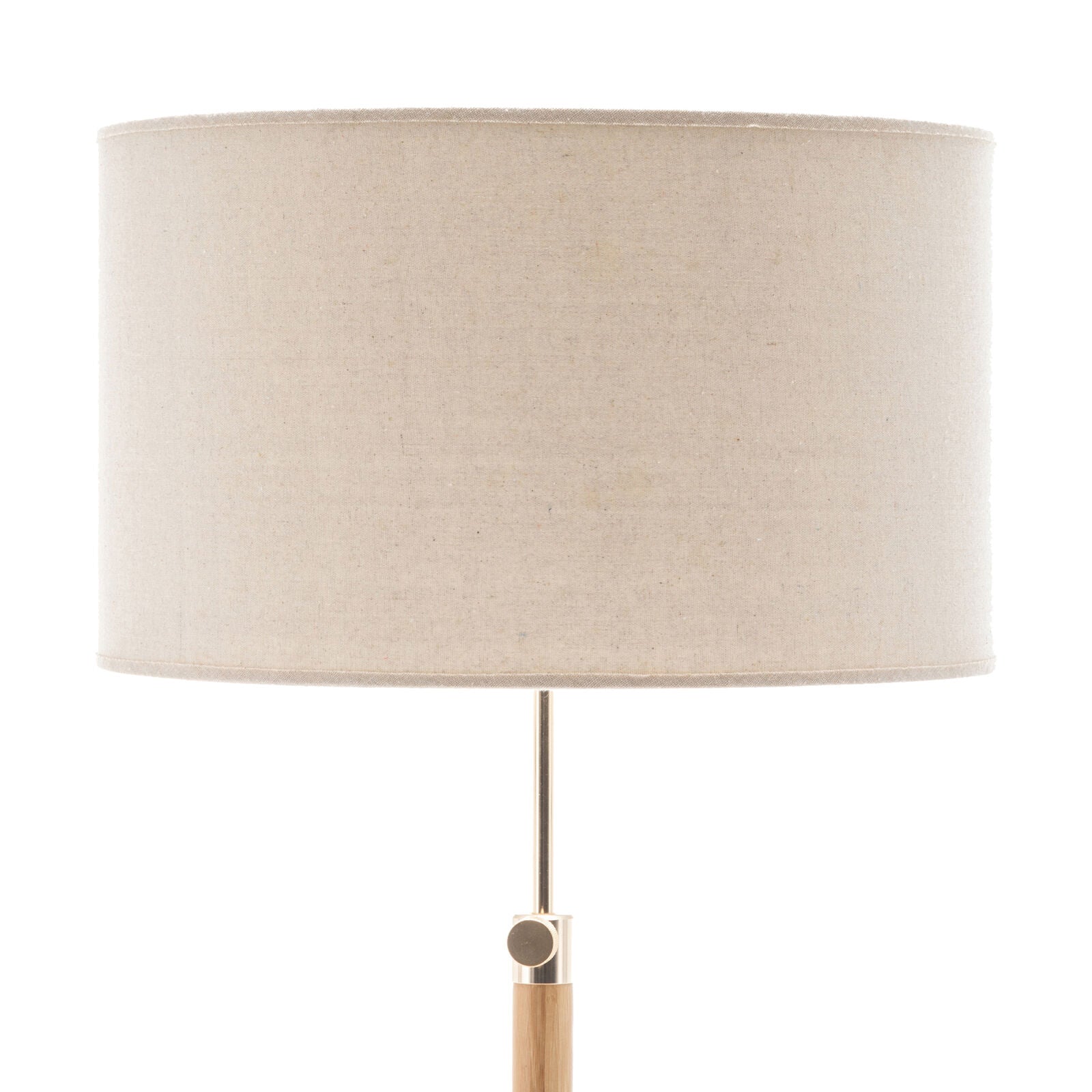 165cm Adjustable Bamboo Tripod Floor Lamp Light with Linen Shade & Built-In Table