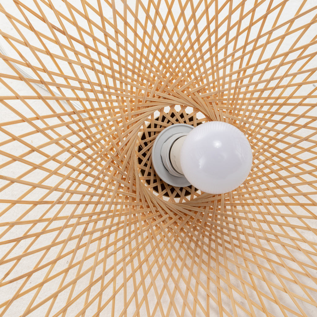 Sophia Natural Hand-Woven Bamboo Wave Pendant Lamp - Small