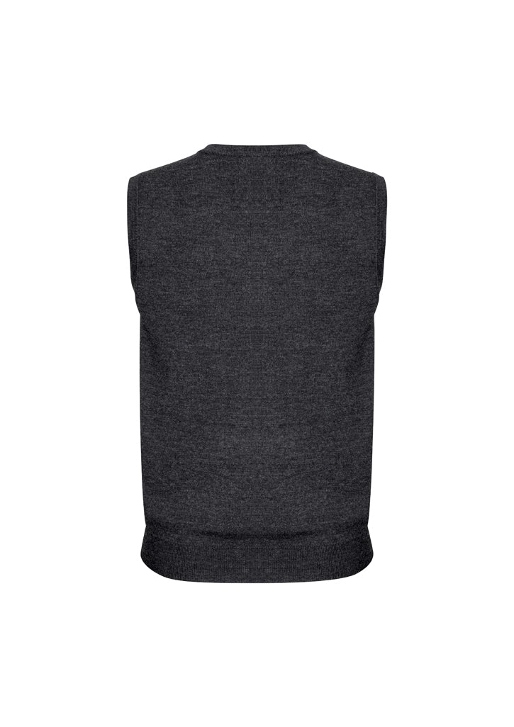 Mens Wool Blend V Neck Vest Sleeveless Double Knit  - Charcoal - 5X-Large