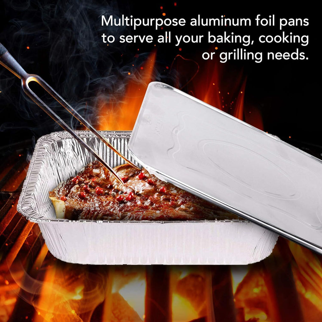 240x Aluminium Disposable Foil Food Container Trays Pans w/ Lids Covers Bulk  24cm*18cm*6cm