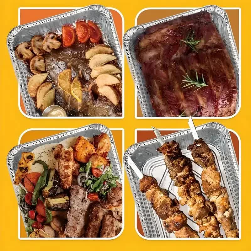 48x Aluminium Disposable Foil Food Container Trays Pans Baking Roast Bulk 45x34x6.5cm