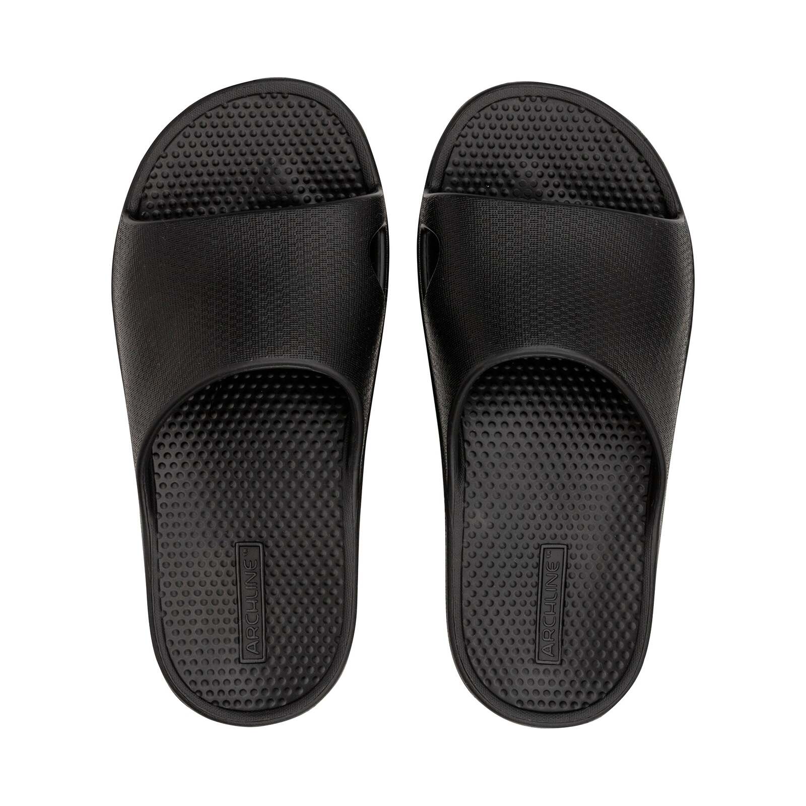 Archline Rebound Orthotic Slides Flip Flop Thongs Slip On Arch Support - Black - Euro 40