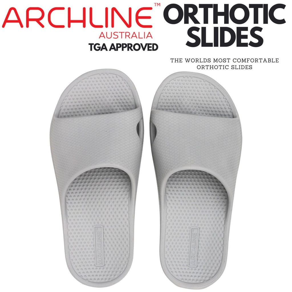 Archline Rebound Orthotic Slides Flip Flop Thongs Slip On Arch Support - Stone Grey - Euro 41