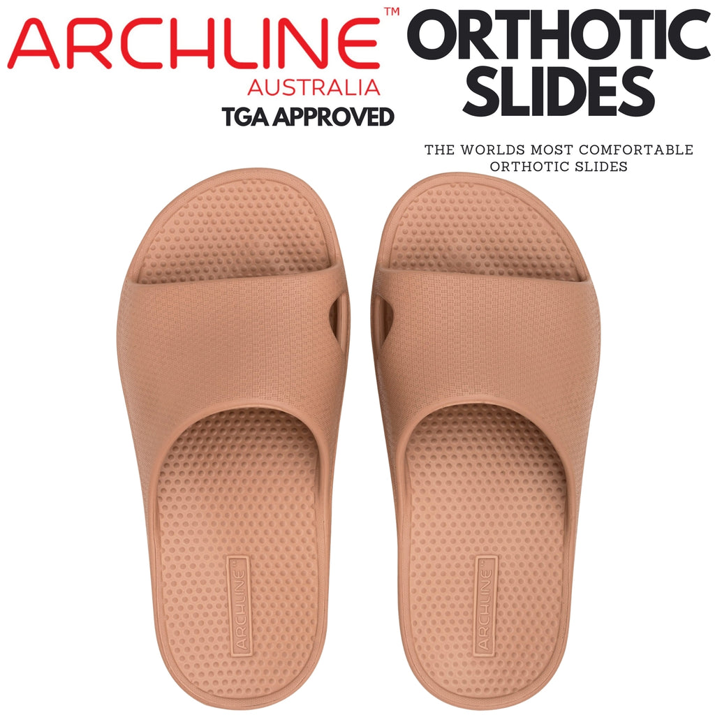 Archline Rebound Orthotic Slides Flip Flop Thongs Slip On Arch Support - Putty - Euro 38