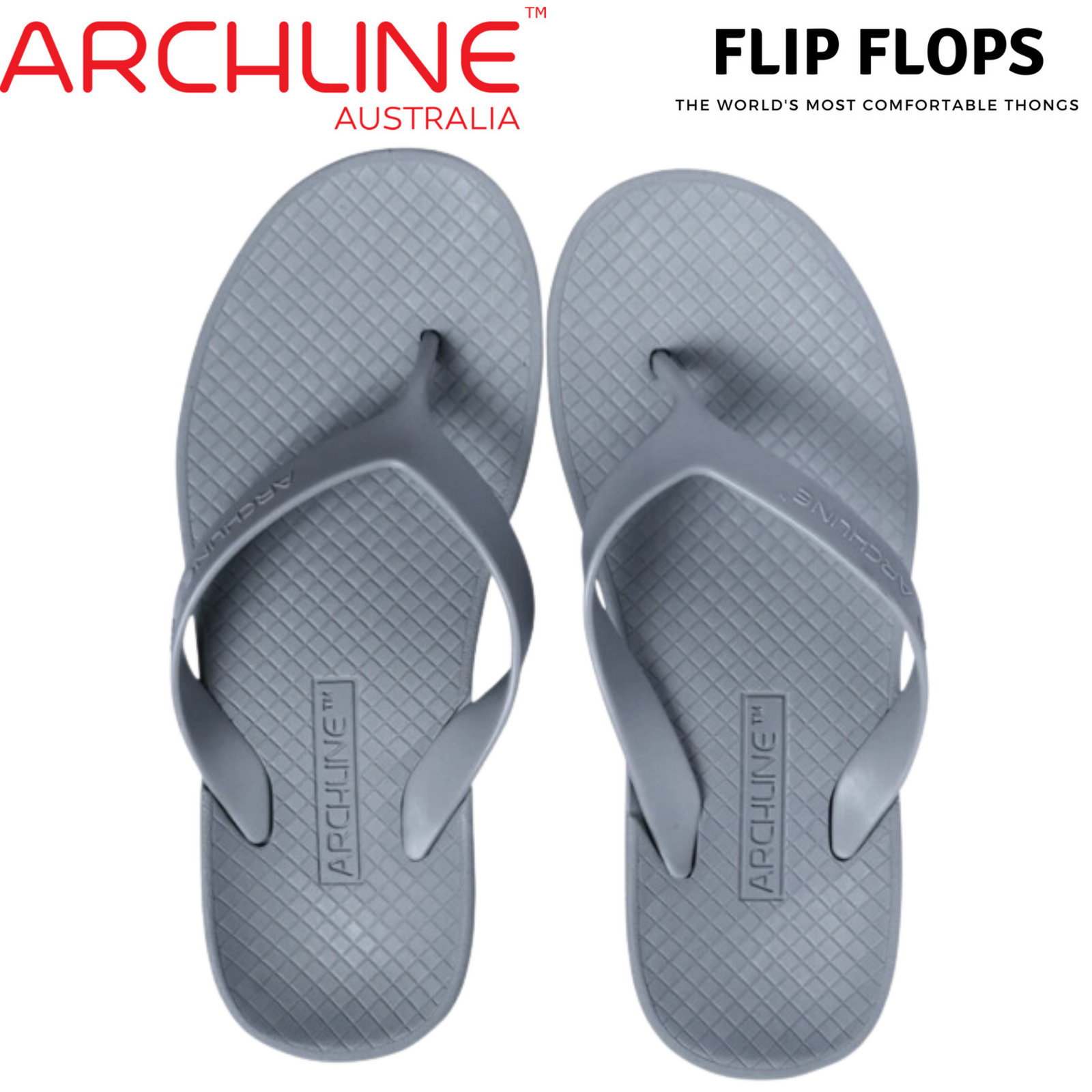ARCHLINE Orthotic Flip Flops Thongs Arch Support Shoes Footwear - Grey - EUR 38