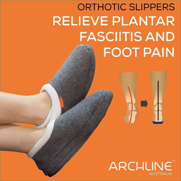 ARCHLINE Orthotic Slippers CLOSED Arch Scuffs Orthopedic Moccasins Shoes in Charcoal Marle - EUR 41