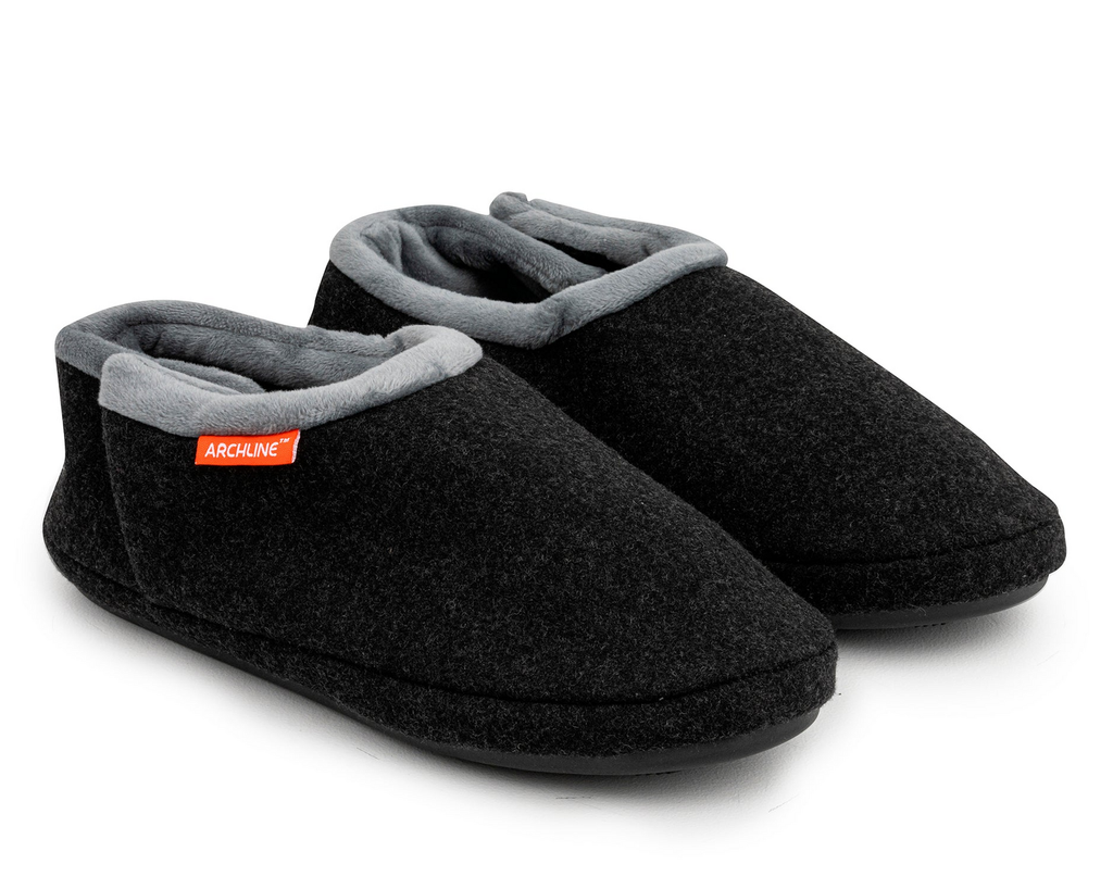 ARCHLINE Orthotic Slippers CLOSED Arch Scuffs Orthopedic Moccasins Shoes in Charcoal Marle - EUR 45
