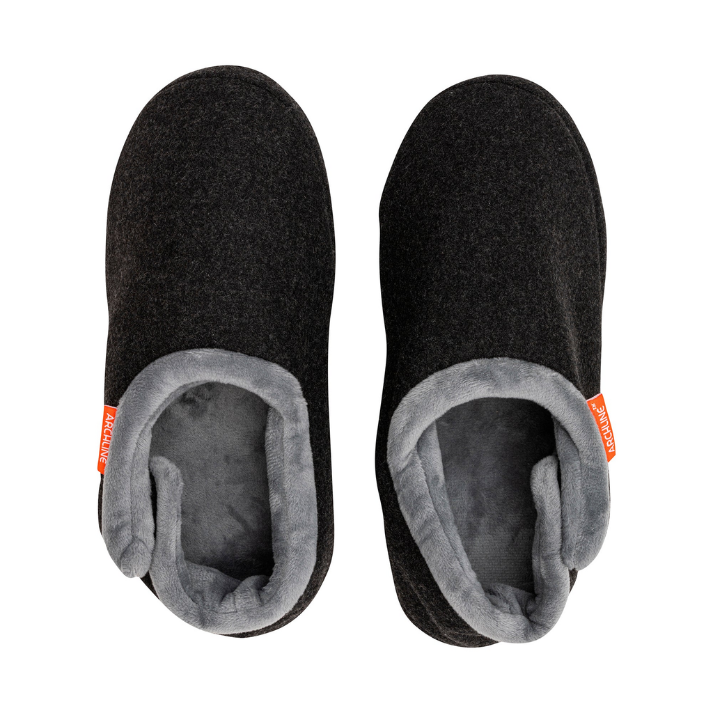 ARCHLINE Orthotic Slippers CLOSED Arch Scuffs Orthopedic Moccasins Shoes in Charcoal Marle - EUR 46