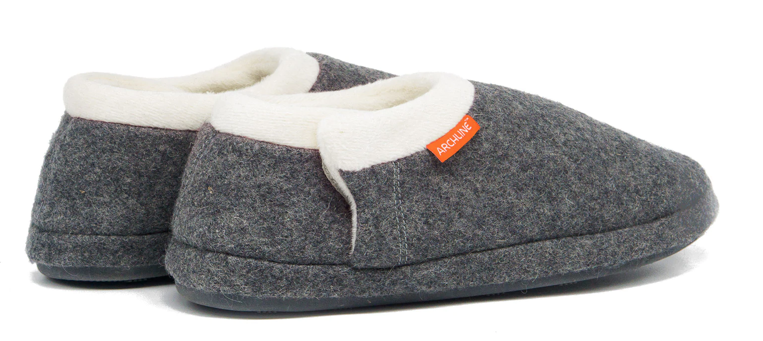 ARCHLINE Orthotic Slippers CLOSED Arch Scuffs Orthopedic Moccasins Shoes in Grey Marle - EUR 44