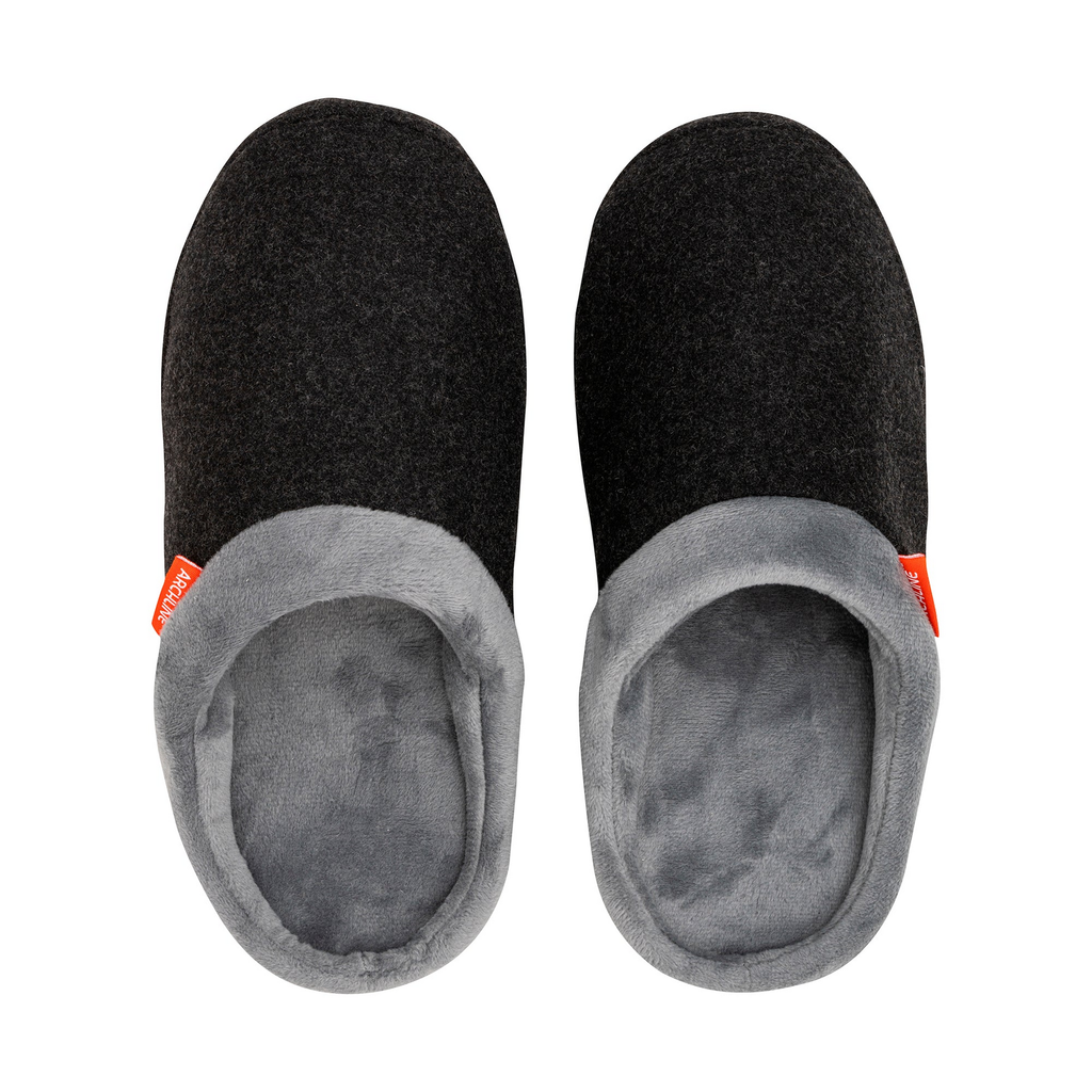 ARCHLINE Orthotic Slippers Slip On Arch Scuffs Orthopedic Moccasins in Charcoal Marle - EUR 46