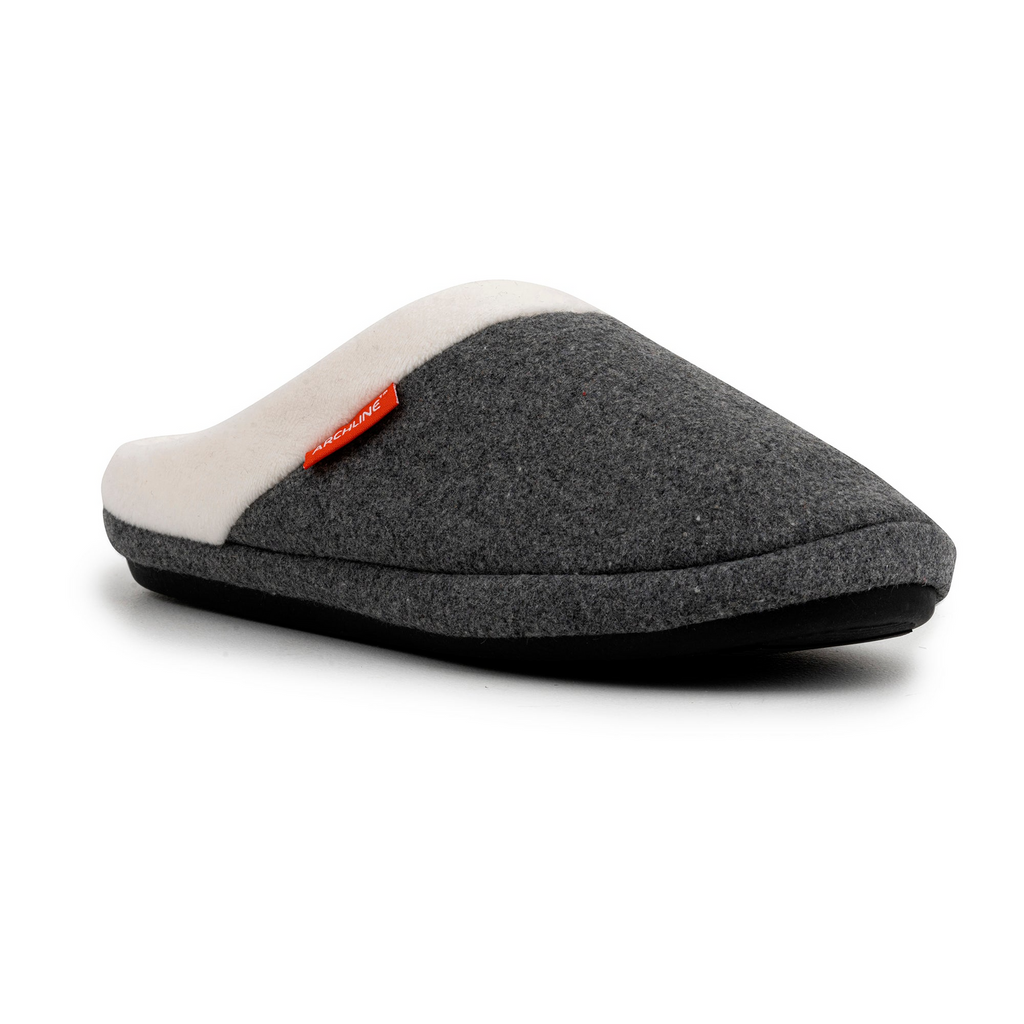 ARCHLINE Orthotic Slippers Slip On Arch Scuffs Orthopedic Moccasins in Grey Marle - EUR 35