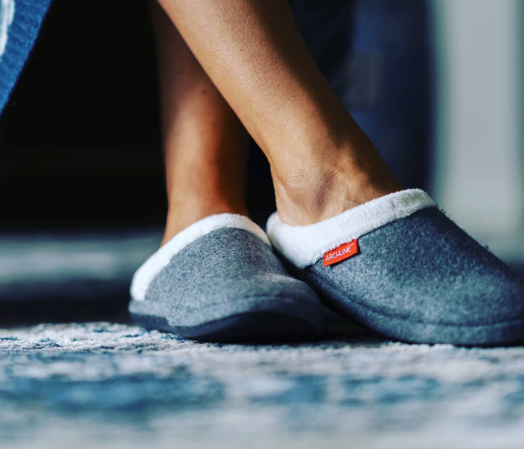 ARCHLINE Orthotic Slippers Slip On Arch Scuffs Orthopedic Moccasins in Grey Marle - EUR 46