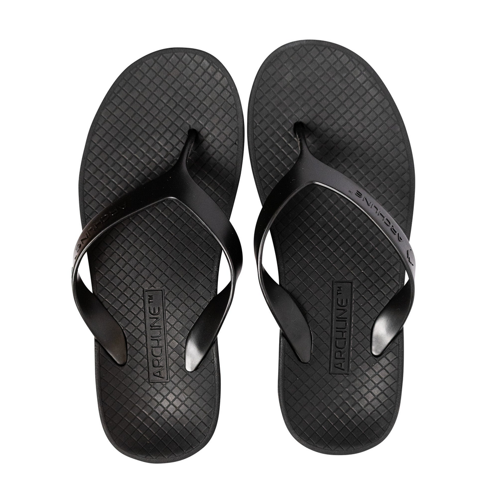 ARCHLINE Orthotic Thongs Arch Support Shoes Footwear Flip Flops Orthopedic - Black/Black - EUR 35