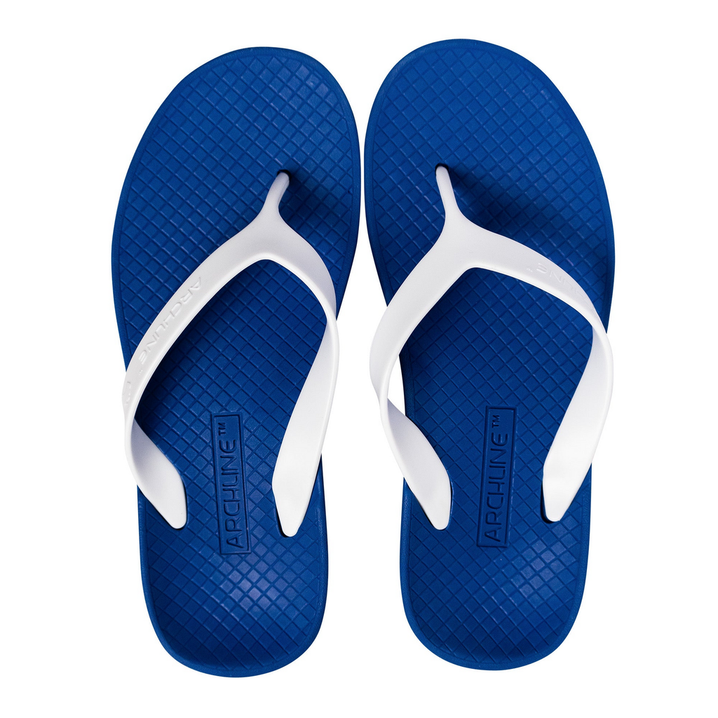 ARCHLINE Orthotic Thongs Arch Support Shoes Footwear Flip Flops Orthopedic - Blue/White  - EUR 35