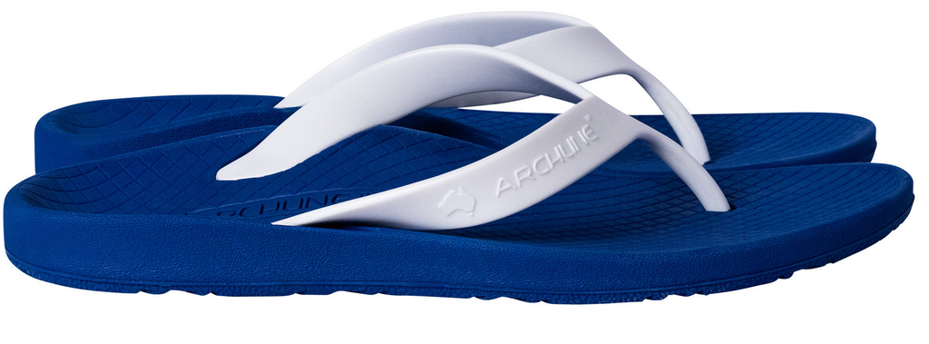 ARCHLINE Orthotic Thongs Arch Support Shoes Footwear Flip Flops Orthopedic - Blue/White  - EUR 46