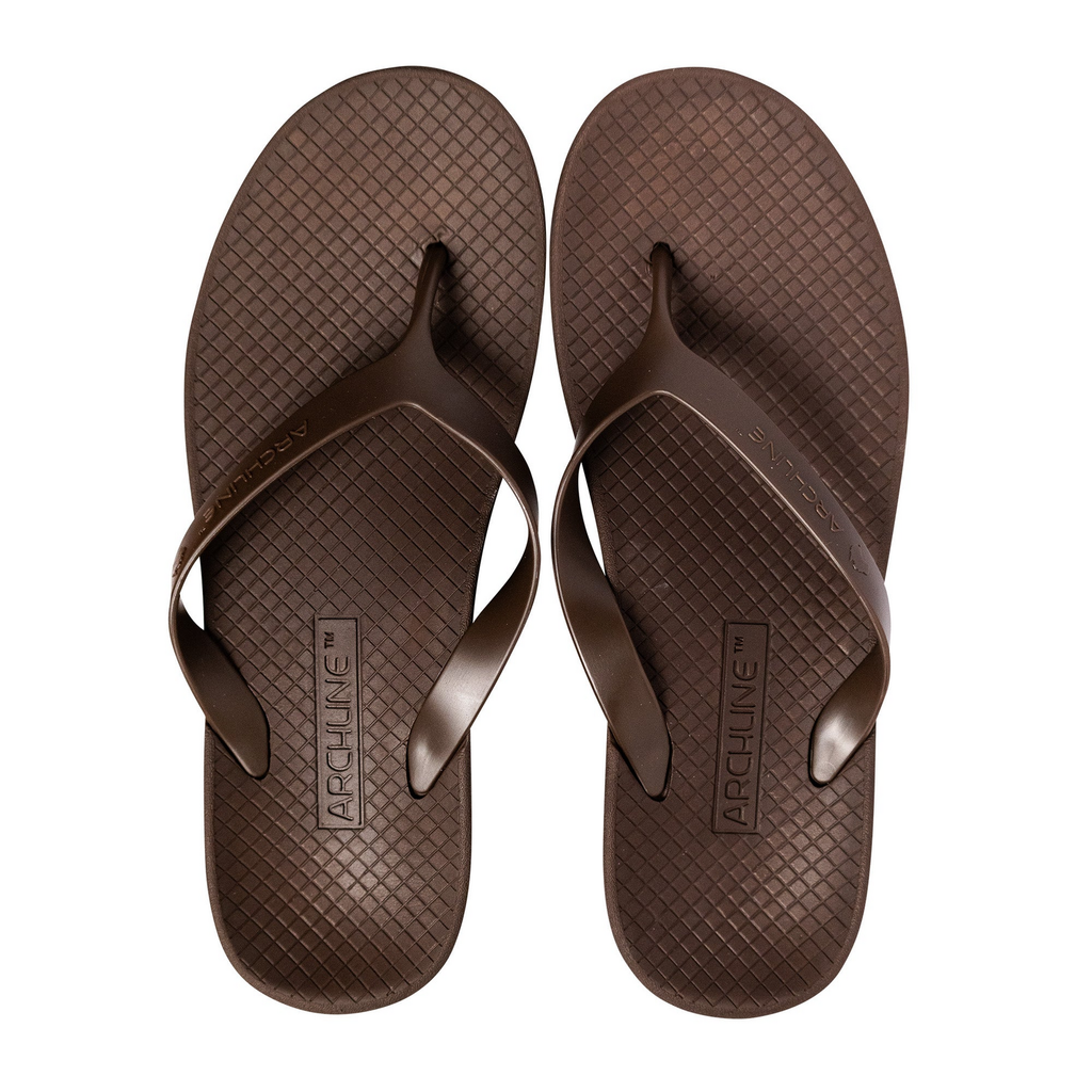 ARCHLINE Orthotic Thongs Arch Support Shoes Footwear Flip Flops Orthopedic - Brown/Brown - EUR 37