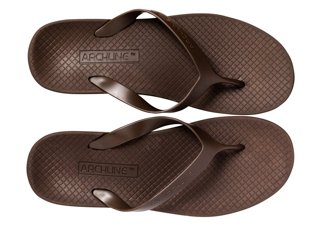 ARCHLINE Orthotic Thongs Arch Support Shoes Footwear Flip Flops Orthopedic - Brown/Brown - EUR 39