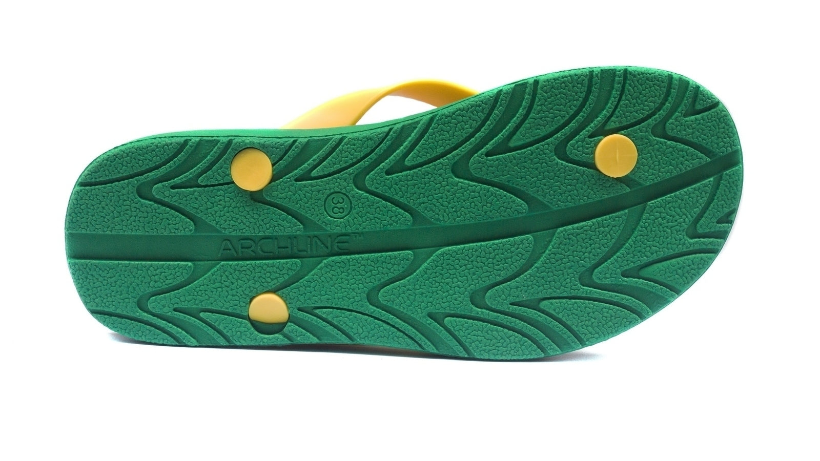 ARCHLINE Orthotic Thongs Arch Support Shoes Footwear Flip Flops Orthopedic - Green/Gold - EUR 40