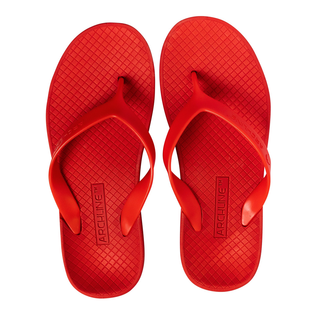 ARCHLINE Orthotic Thongs Arch Support Shoes Footwear Flip Flops Orthopedic - Red/Red  - EUR 46